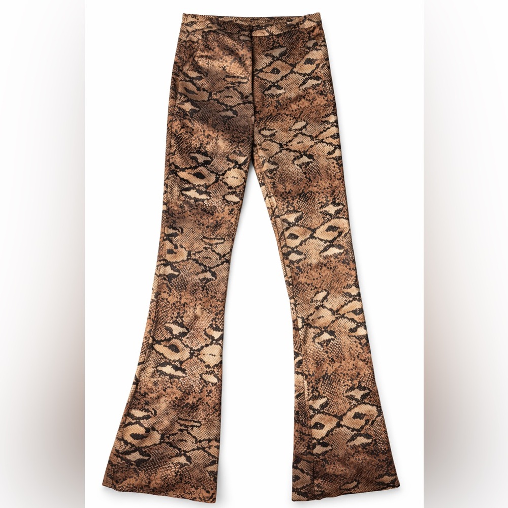 SHEIN Brown Snake Print Wide Leg Pants